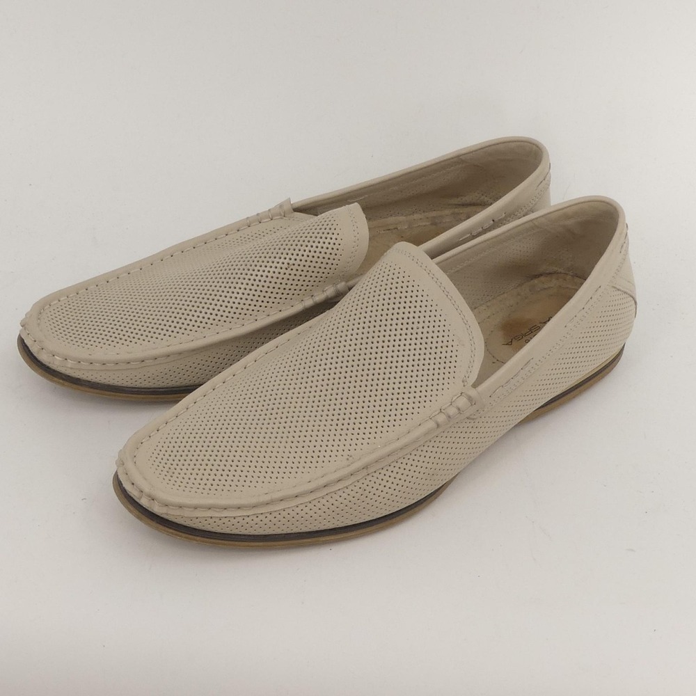 Via Spiga Cream / White Leather Loafers Perforated Shoes Men's 10M